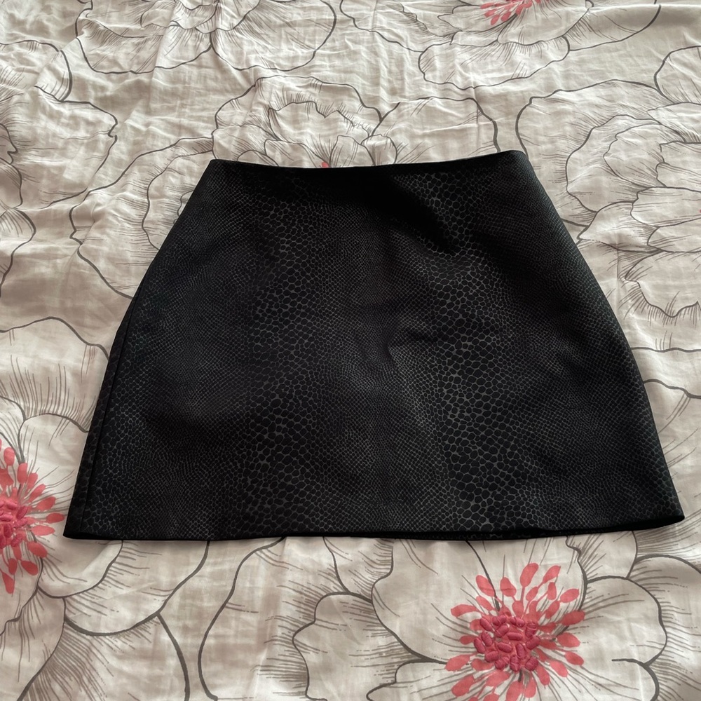 Black snake print mini skirt, size 9